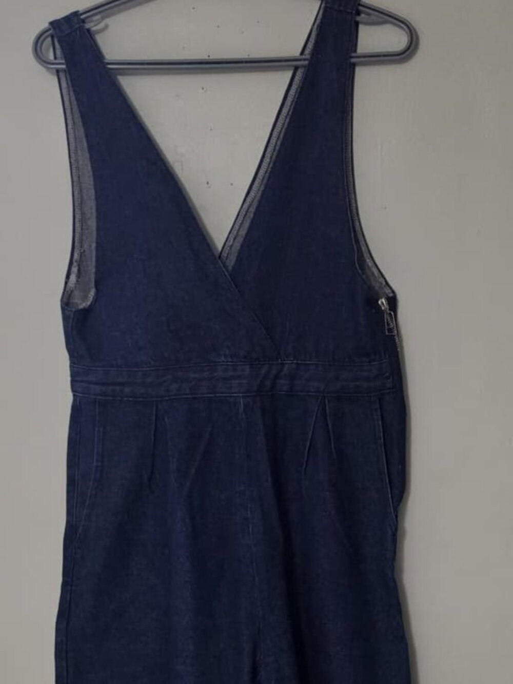 Cygne Crossover V-Neck Denim Salopette Overalls